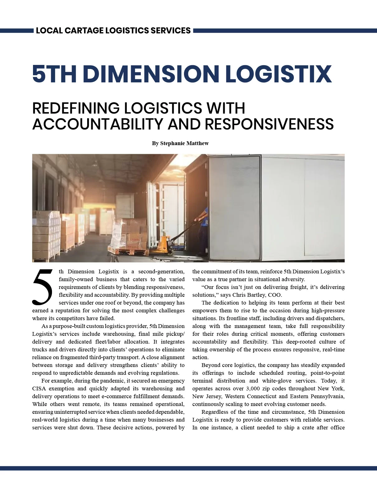 5th Dimension Logistix: Redefining Logistics with Accountability and Responsiveness | Logistics & Transportation Review